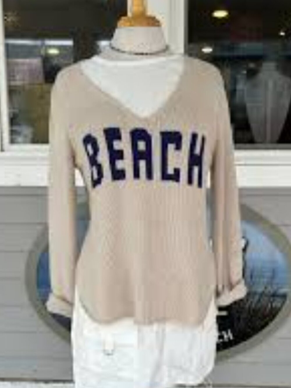 Miracle 'Beach Cotton Sweater Sz Medium Coastal Nautical Boho Fisherman - Picture 3 of 9